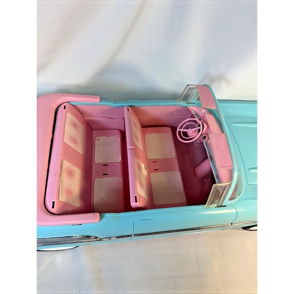 Vintage 1988 BARBIE Size 1957 Chevy Bel Air Convertible Car Turquoise Blue&Pink - Picture 2 of 11